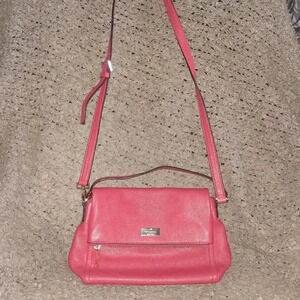 Kate Spade Red Leather Southport Carmen Crossbody Handbag Purse Removable Strap.